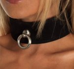 Black Leather German O-ring Collar