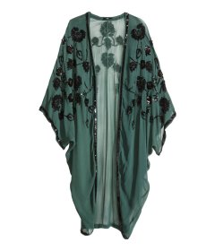 H&M green w/black beading Kimono