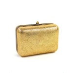 Hugo Boss Metallic Gold Leather Rectangular Box Clutch