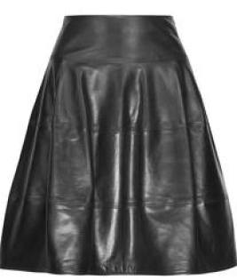 Michael Kors black leather A line skirt