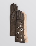Bloomingdale’s Grommet Leather Gloves