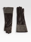 Portolano Black Grommet Leather Gloves