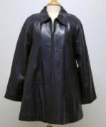 Vintage black leather A-Line Swing Coat
