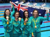 Olymppic Athletes Cate Campbell, Bronte Campbell, Brittany Elmslie, Emma McKeon Gold Medal Australia