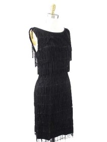 Vintage black fringe dress