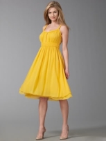 Ellen Tracy Crinkled Silk Dress Yellow