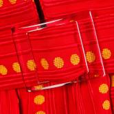 Rare Kreinick 1960s Vintage Red + Yellow Polka Dot close up
