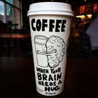 Josh Hara brain hug coffee cup