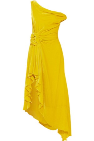 Monse cold Shoulder Velvet Yellow Dress