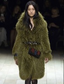 LFW Fall 2016 RTW | Burberry Vintage Brit Glam | Sage green fur coat