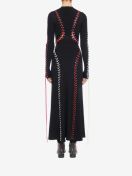 Alexander McQueen Boucle knit long dress with leather and lacing 4