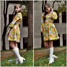 Fiona Isabelle - Street Scene Vintage Flower Mini Dress, Go Go Boots
