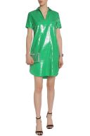Halston Heritage Green sequin shirt dress model