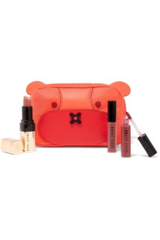 anya hindmarch leather-trimmed shell cosmetics case red