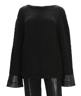 Gucci bouclé and leather black sweater