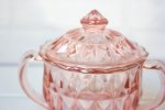 Vintage Pink Depression Glass Cut Glass Sugar Bowl retro