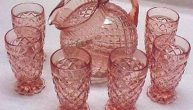 Waterford waffle pattern of Depression Era glass retro pink vintage
