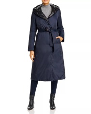 Donna Karan New York Reversible Down Puffer Coat Bloomingdales $450 front blue