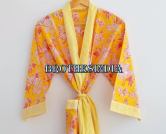 BrothersIndia Etsy Cotton Kimono Handblock print yellow
