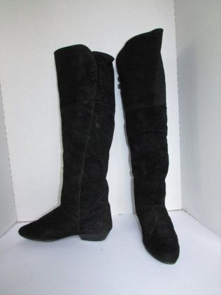 Vintahe Black Suede OTK boots