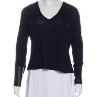 Maje semi-sheer v-neck Sweater with leather cuffs