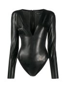 Saint Laurent Latex V-neck Bodysuit in Black