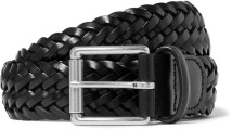 Theory Black Leather Braided Belt