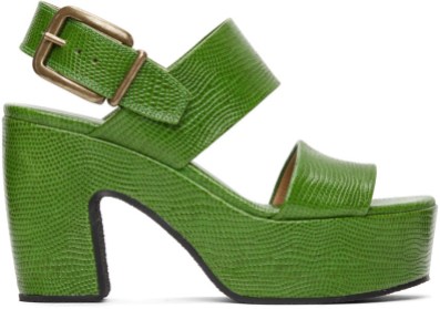 Dries van Noten Green Lizard Platform Sandals