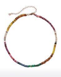 Sydney Evan Heishi Bead Diamond-Center Necklace $520