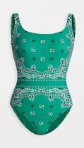 Tory Burch Green Bandana Print Swimsuit