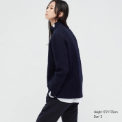 +J Uniqlo Mixed Knit Cable pattern back Lambswool Sweater