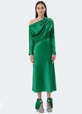 Materiel Tbillsi Silk Draped Green Dress