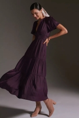 Anthropologie Somerset Maxi Dress Dark Purple